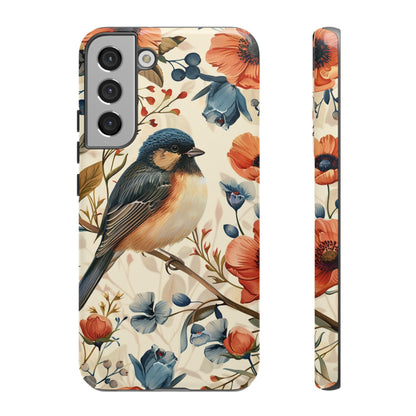 Floral Bird Phone Case - Elegant Nature-Inspired Cover for iPhone, Samsung & Google Pixel