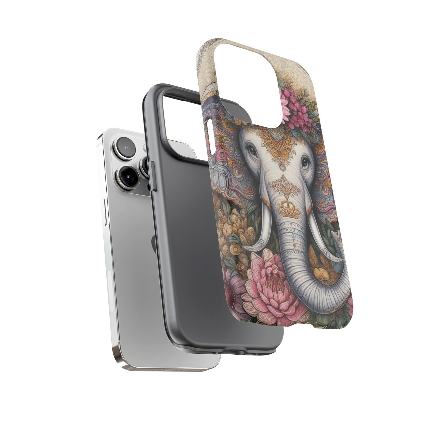 Elegant Floral Elephant Mobile Cover – Royal Mandala Art