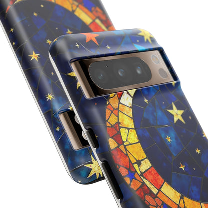 Celestial Crescent: Vibrant Moon and Stars Phone Case
