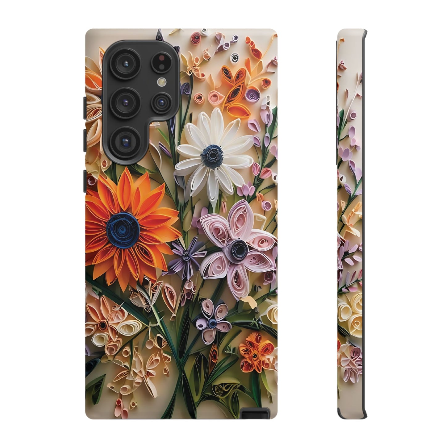 Intricate Quilled Floral Artwork In Vibrant Colors phone case design.