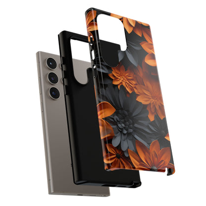 Orange & Black 3D Floral Mobile Case