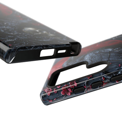 Gothic Sculpture Of Raven On Charcoal Tree Branch phone case design