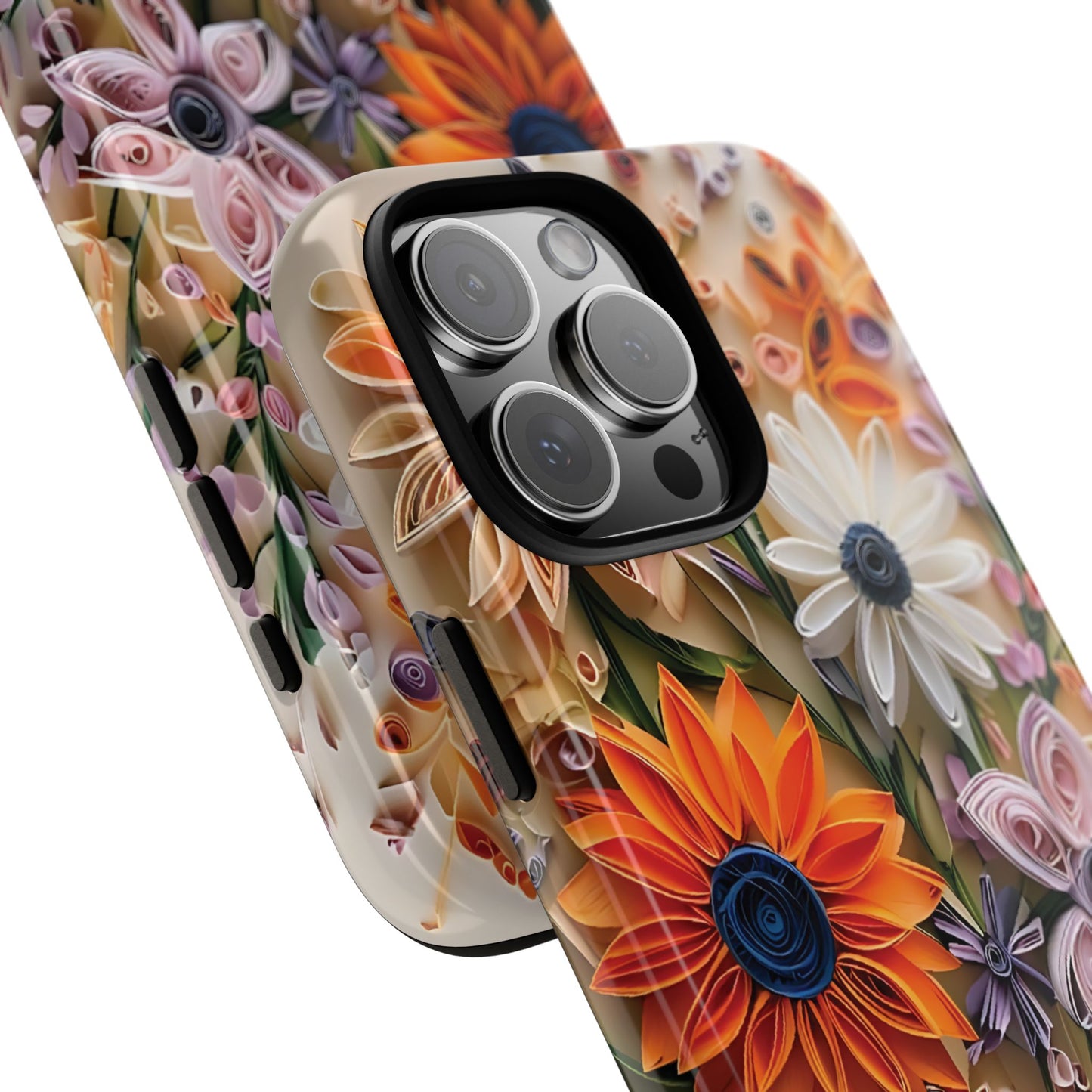 Intricate Quilled Floral Artwork In Vibrant Colors phone case design.
