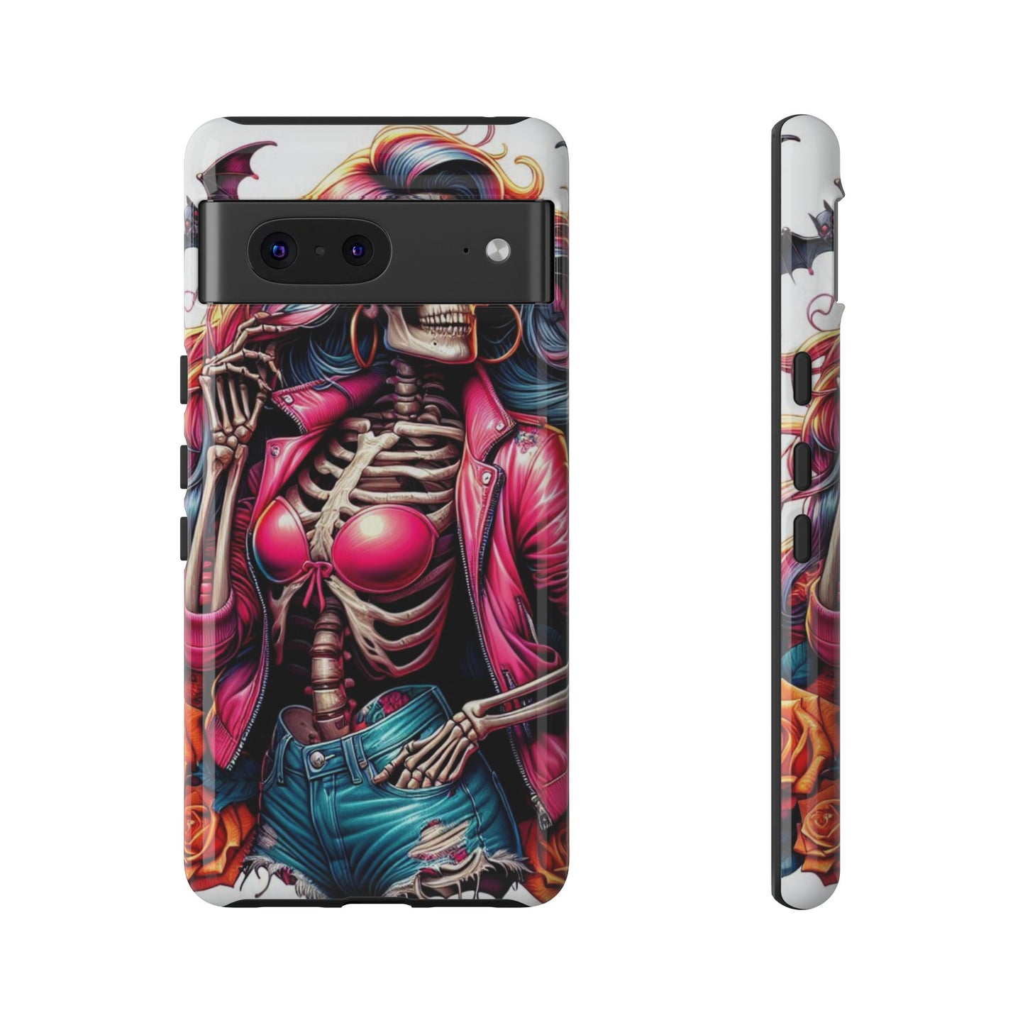 Neon Bones – Retro Skeleton & Vibrant Punk Aesthetic Mobile Cover