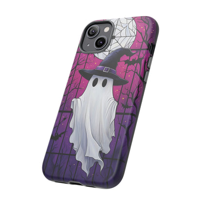 Stylized Halloween Illustration of a Ghost in Stained Glass  phone case design.