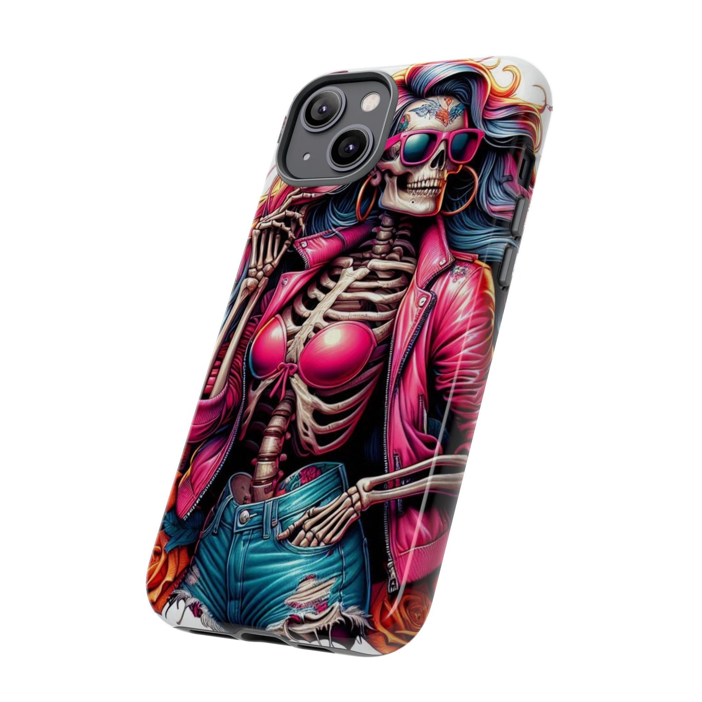 Neon Bones – Retro Skeleton & Vibrant Punk Aesthetic Mobile Cover