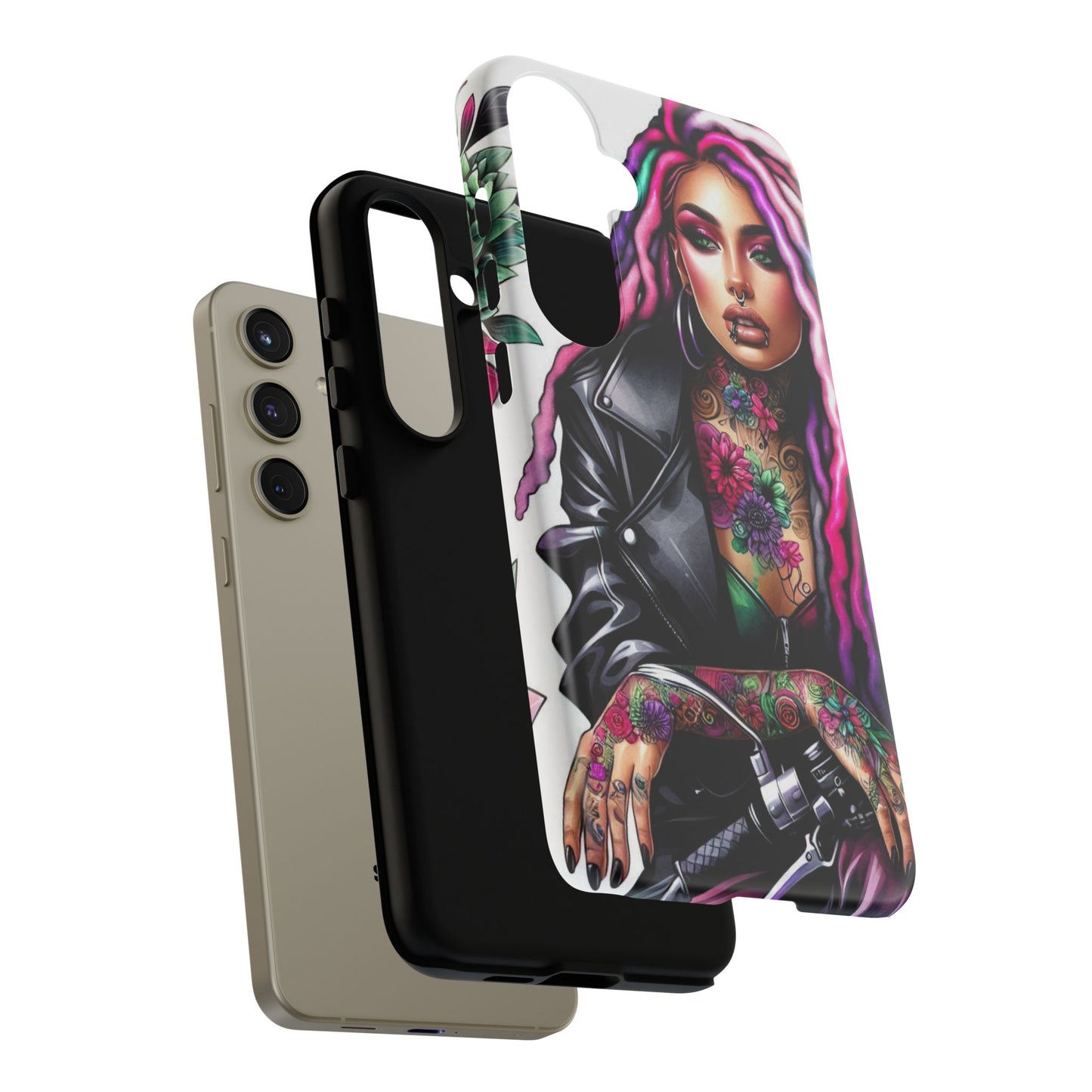 Neon Rebel – Vibrant Biker Queen Mobile Cover