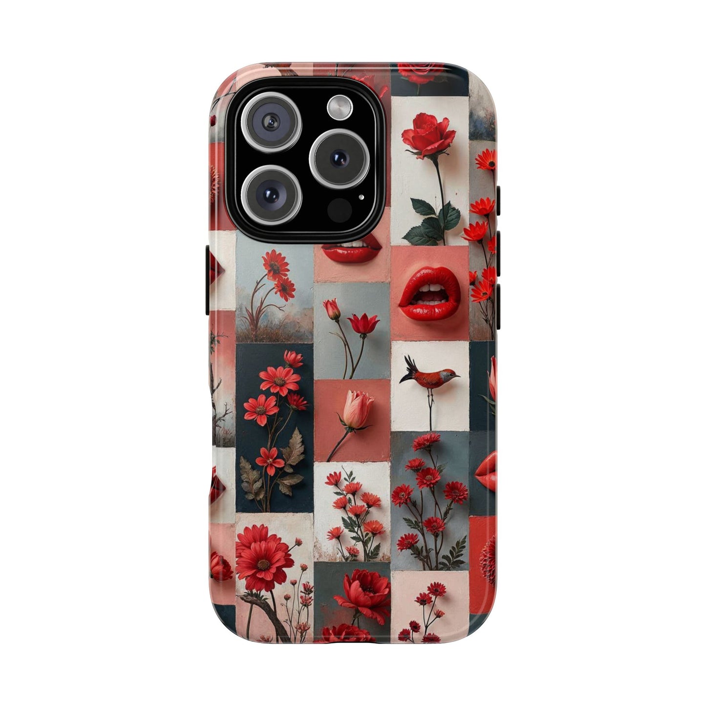 Red Flowers & Lips Collage Phone Case