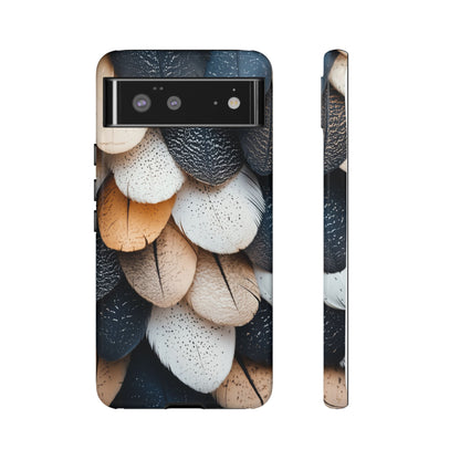 Layered Feather Elegance Phone Case – Black, White & Beige for iPhone, Samsung & Google Pixel