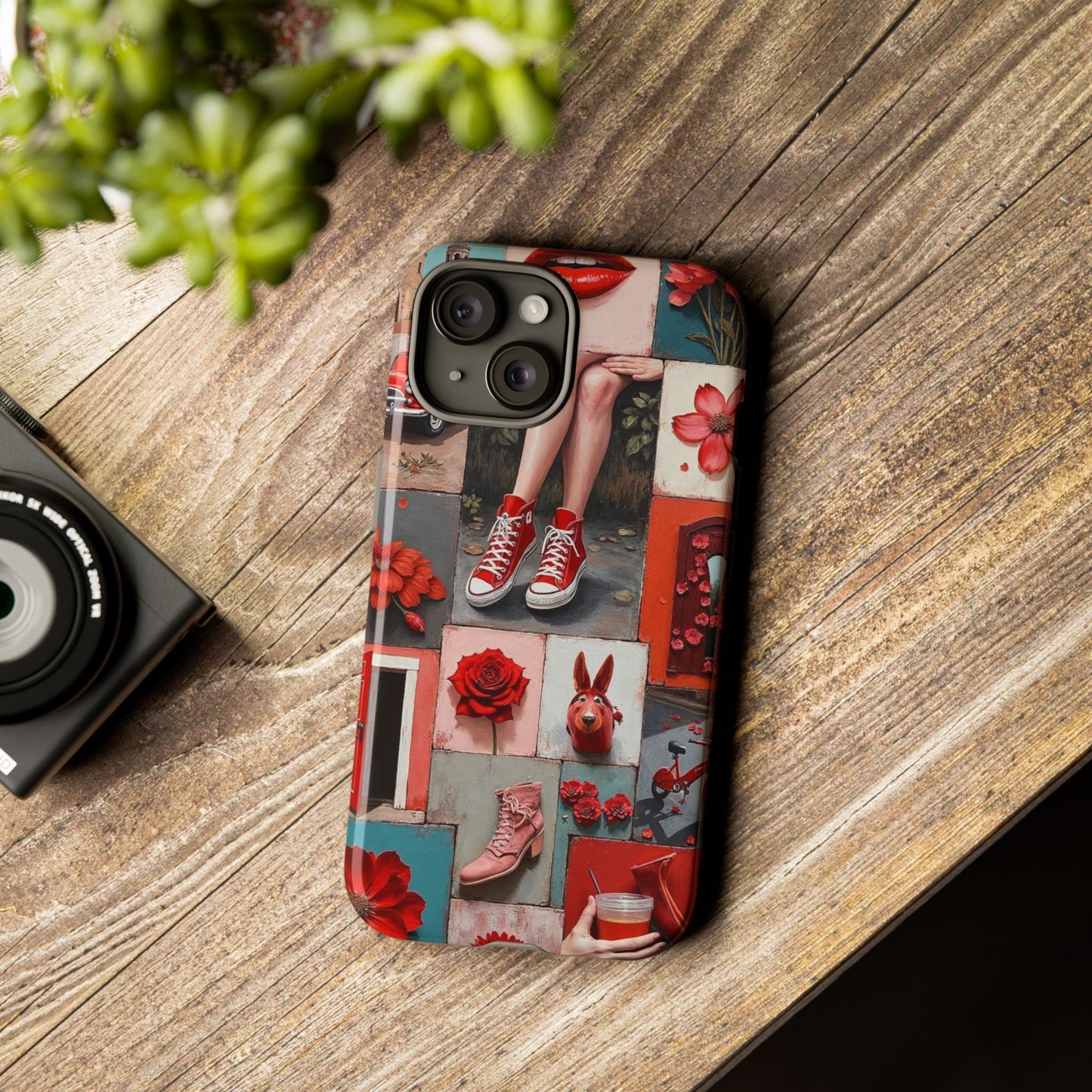 Red Sneakers & Roses Collage Phone Case