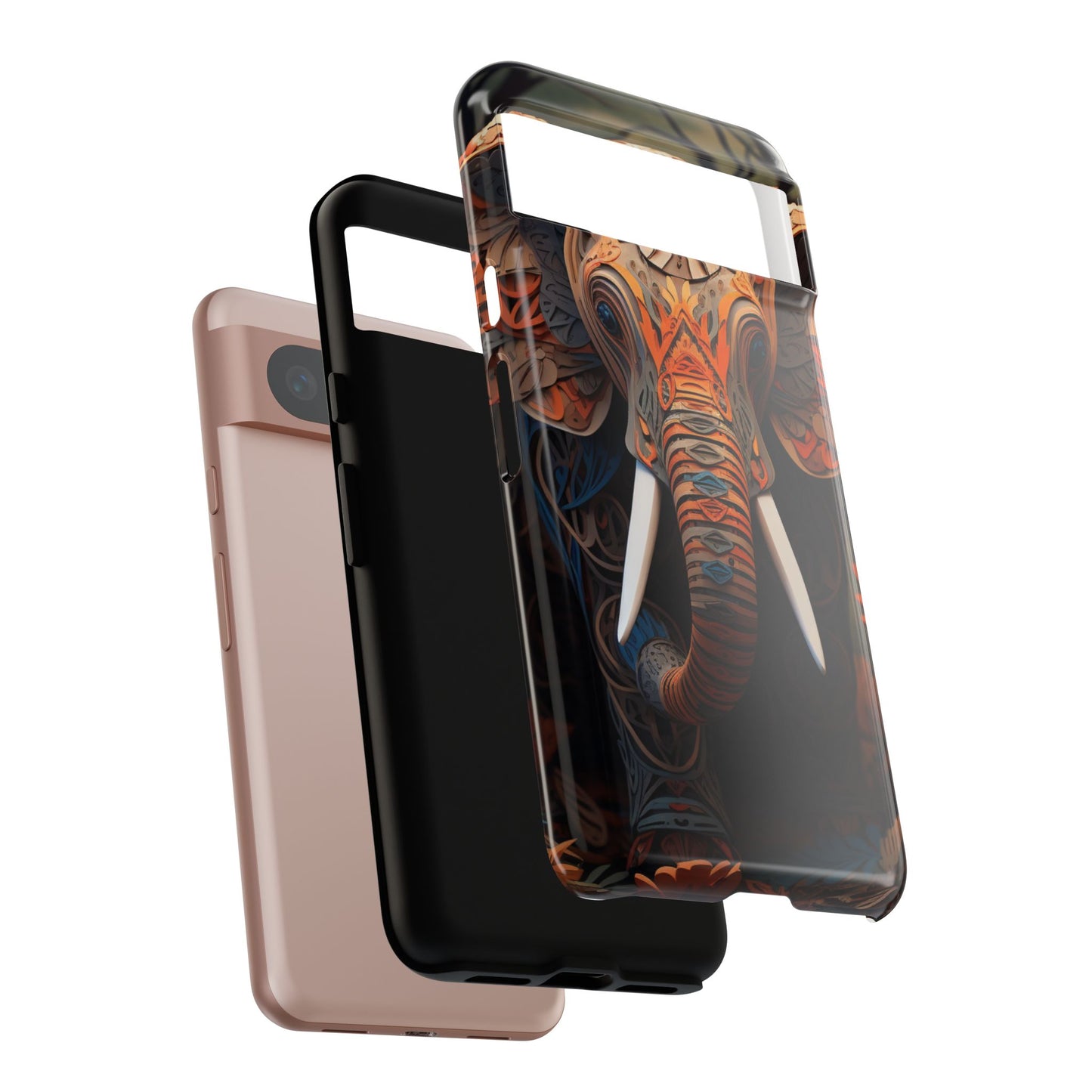 Elegant Artistic Elephant Mobile Cover – Intricate Paper-Cut Design