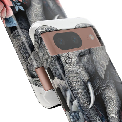 Mandala Elephant Mobile Cover – Elegant Black & White Floral Art