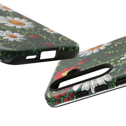 Knitted Pattern With Diamonds And Festive Motifs On Navy phone case design.