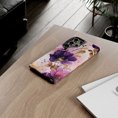 Luxury Purple & Gold Floral Aesthetic Mobile Case