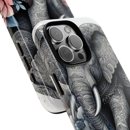 Mandala Elephant Mobile Cover – Elegant Black & White Floral Art