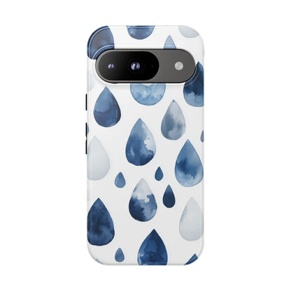 Indigo Rain Drops Watercolor Phone Case for iPhone, google Pixel & Samsung