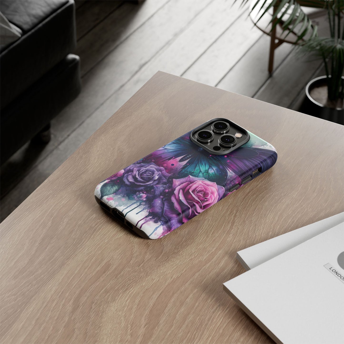 Mystic Bloom – Vibrant Butterfly & Rose Art Mobile Cover