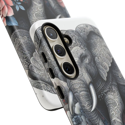Mandala Elephant Mobile Cover – Elegant Black & White Floral Art