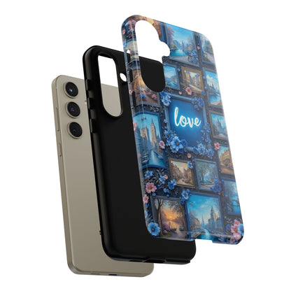 Blue Floral Love Frame Phone Case