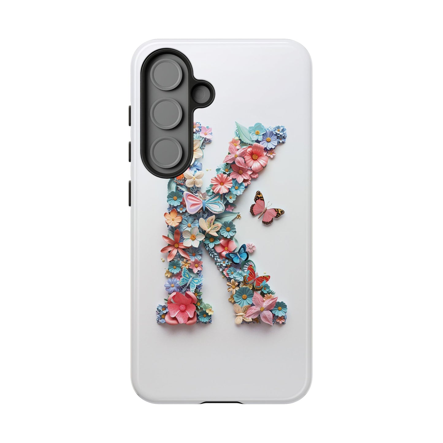 Floral Letter K Phone Case – Personalized Aesthetic Cover for iPhone, Samsung & Google Pixel