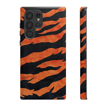 Burnt Orange & Black Tiger Stripes Phone Case for iPhone, Samsung & Google Pixel