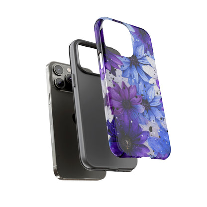 Blue & Purple Floral Splash Mobile Cover – Elegant Artistic Flowers