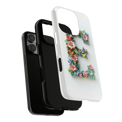 Floral Letter E Phone Case – Personalized Aesthetic Cover for iPhone, Samsung & Google Pixel
