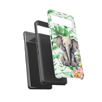 Cute Baby Elephant Mobile Cover – Floral & Tropical Aesthetic