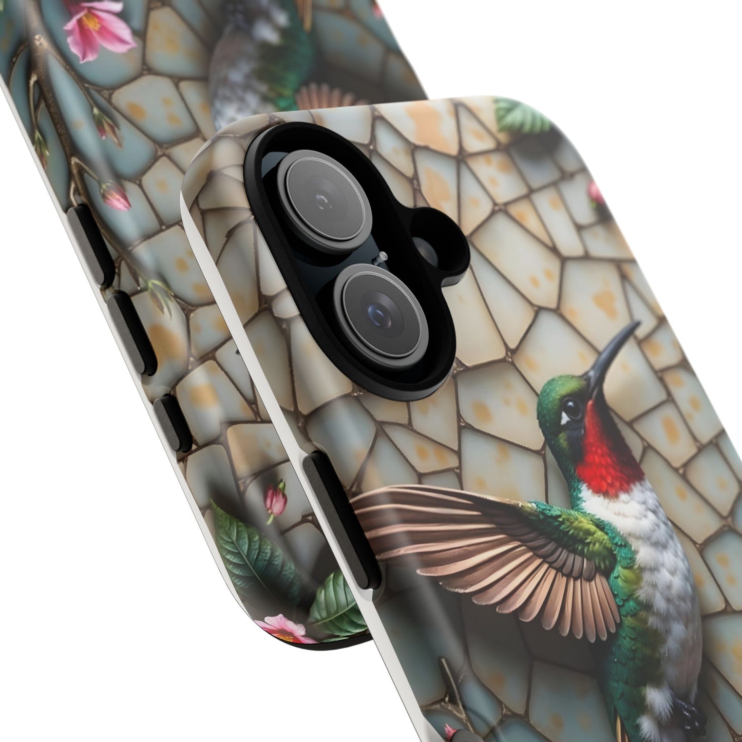 Vivid Hummingbird with Blossoming Branches | Artistic Mosaic Style