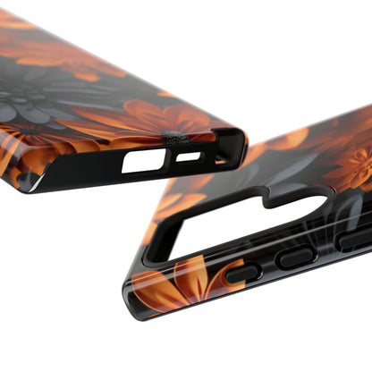 Orange & Black 3D Floral Mobile Case