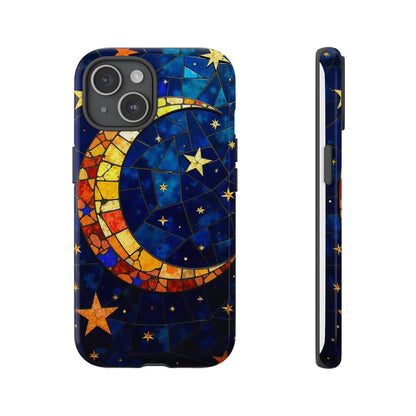 Celestial Crescent: Vibrant Moon and Stars Phone Case
