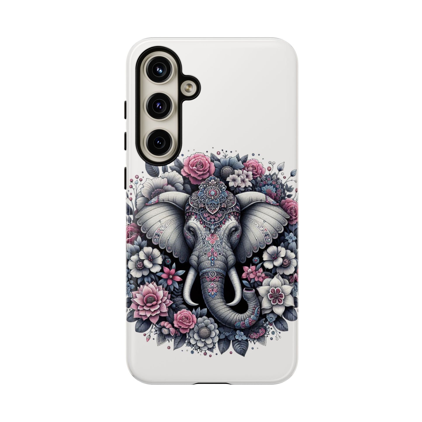 Ornate Floral Elephant Mobile Cover – Elegant Bohemian Art