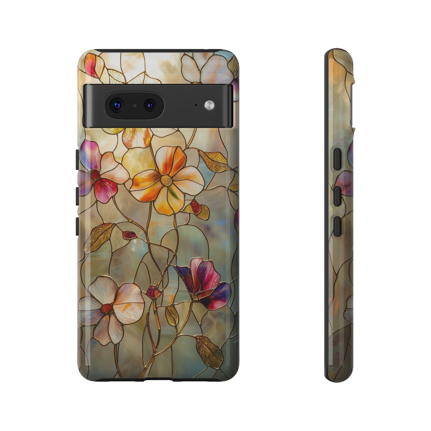 Golden Bloom – Luxe Stained Glass Floral Phone Case for iPhone, Samsung & Pixel