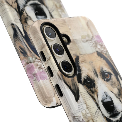Vintage Collage Dog Portrait Mobile Cover – Artistic Mixed Media Design
