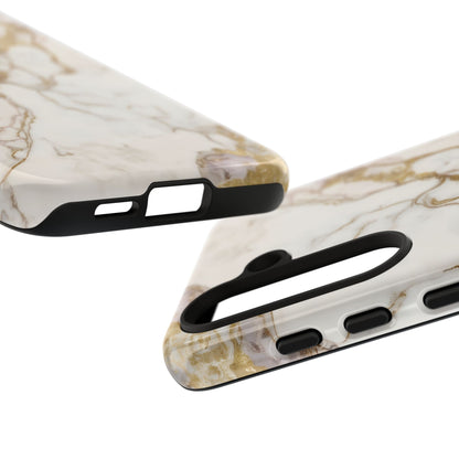 Elegant White and Gold Marble Case Design
