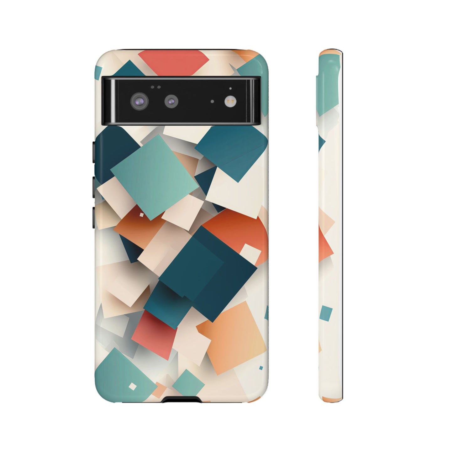 Geometric Cascade – Modern Abstract Blocks Phone Case – iPhone, Google Pixel, Samsung