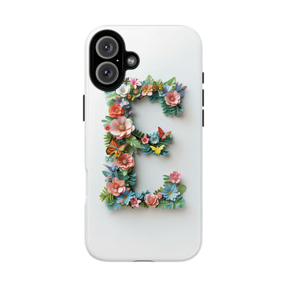 Floral Letter E Phone Case – Personalized Aesthetic Cover for iPhone, Samsung & Google Pixel