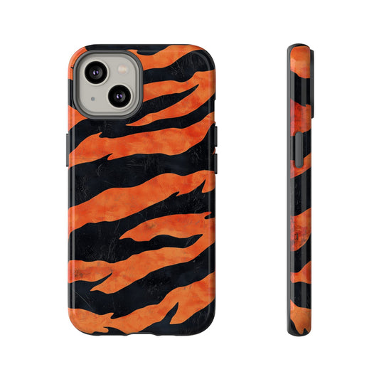 Burnt Orange & Black Tiger Stripes Phone Case for iPhone, Samsung & Google Pixel