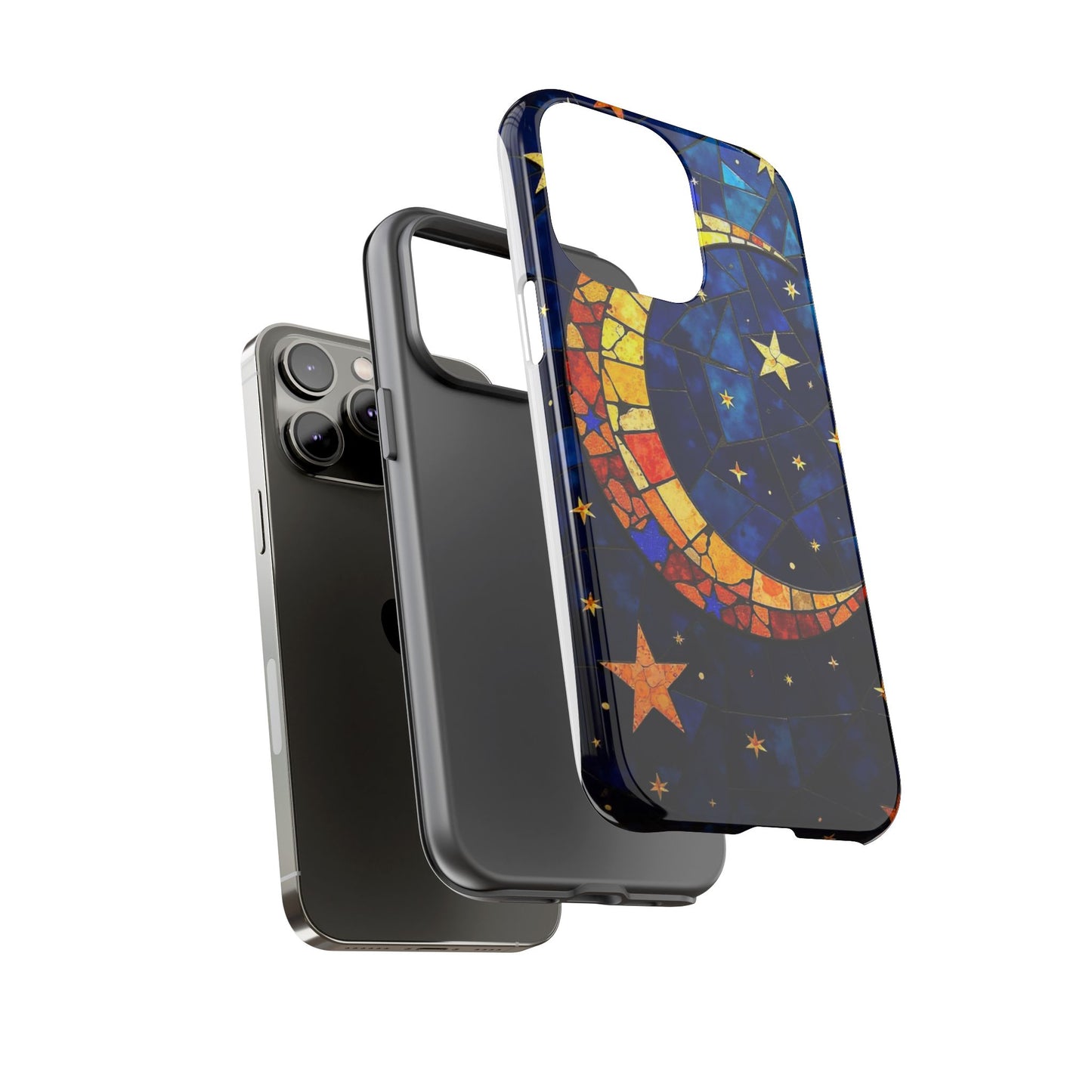 Celestial Crescent: Vibrant Moon and Stars Phone Case