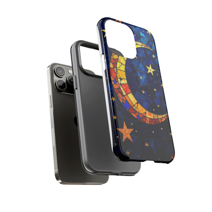 Celestial Crescent: Vibrant Moon and Stars Phone Case