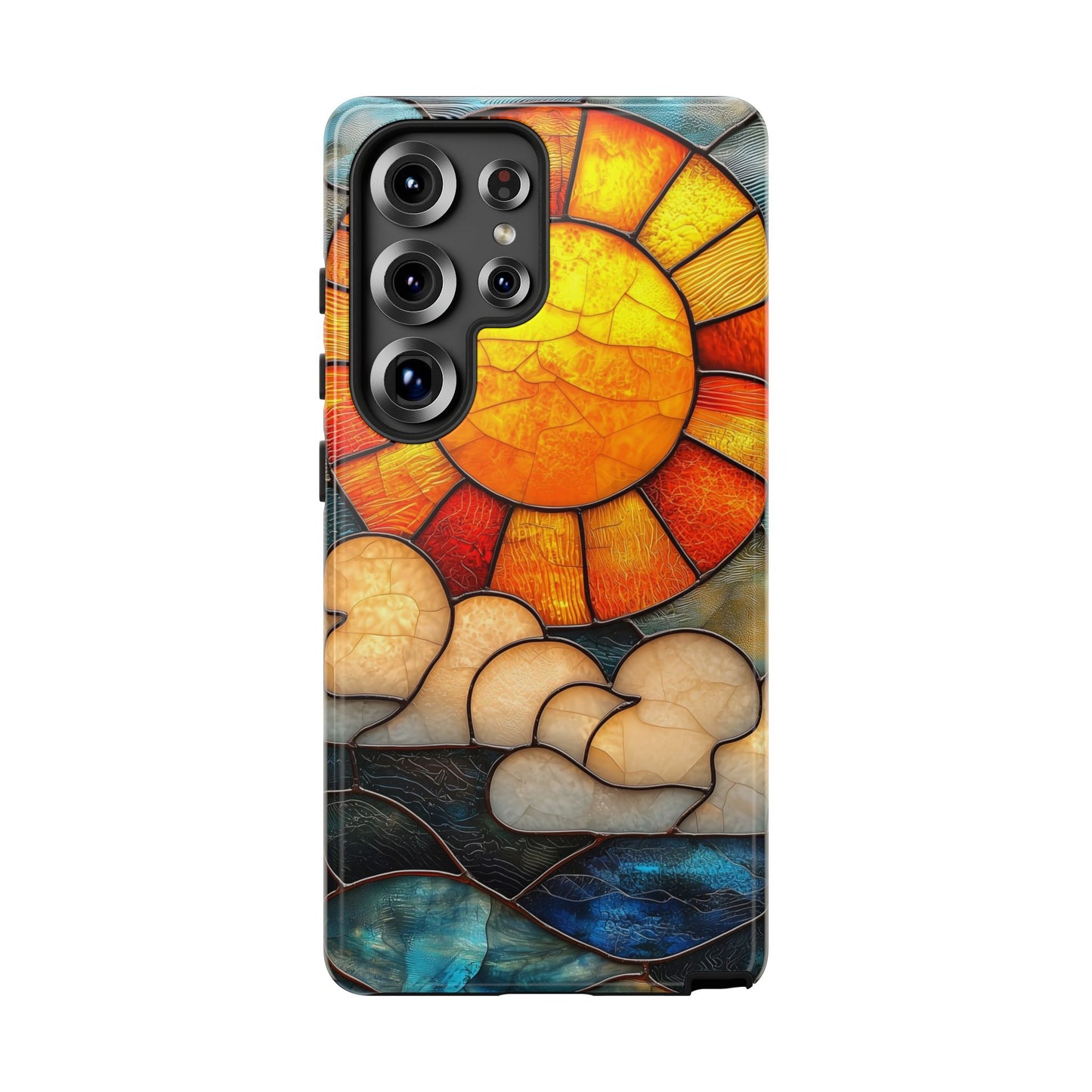 Modern Stained Glass Phone Case – Warm Tones & Abstract Landscape for iPhone, Samsung & Pixel