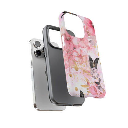 Pink Blossom & Gold Butterfly Mobile Case