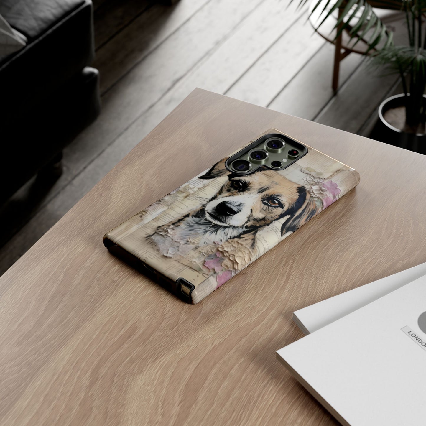 Vintage Collage Dog Portrait Mobile Cover – Artistic Mixed Media Design