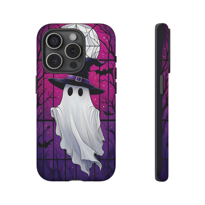Stylized Halloween Illustration of a Ghost in Stained Glass  phone case design.