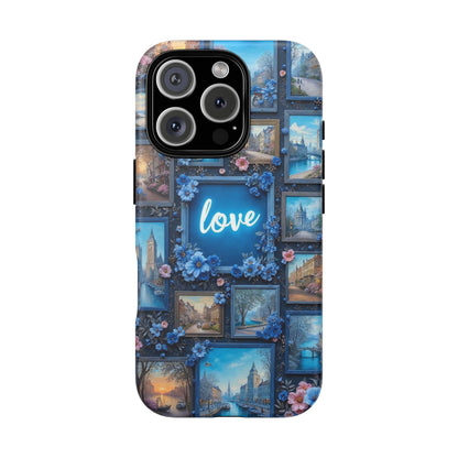 Blue Floral Love Frame Phone Case