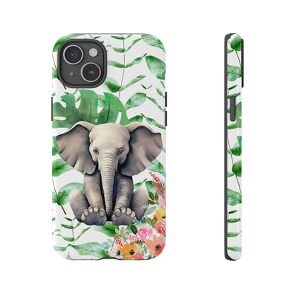 Cute Baby Elephant Mobile Cover – Floral & Tropical Aesthetic