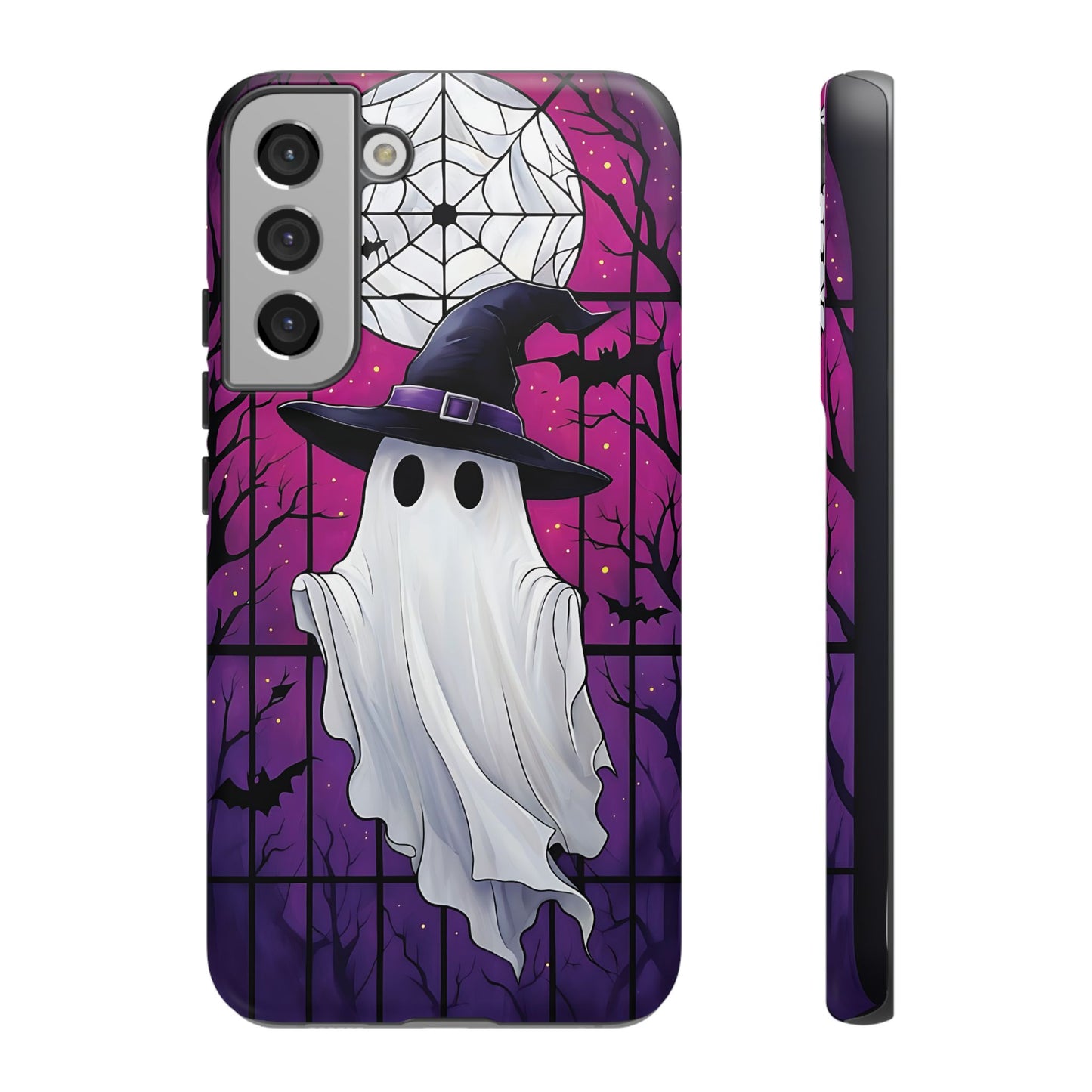 Stylized Halloween Illustration of a Ghost in Stained Glass  phone case design.