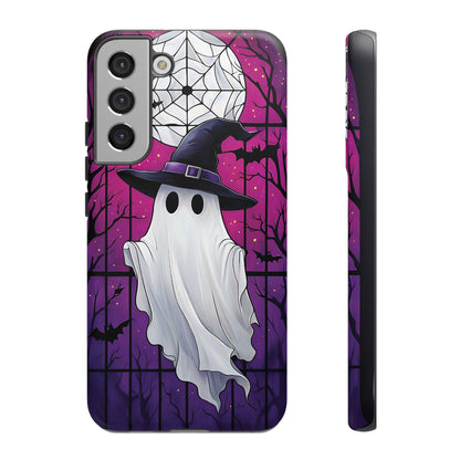 Stylized Halloween Illustration of a Ghost in Stained Glass  phone case design.