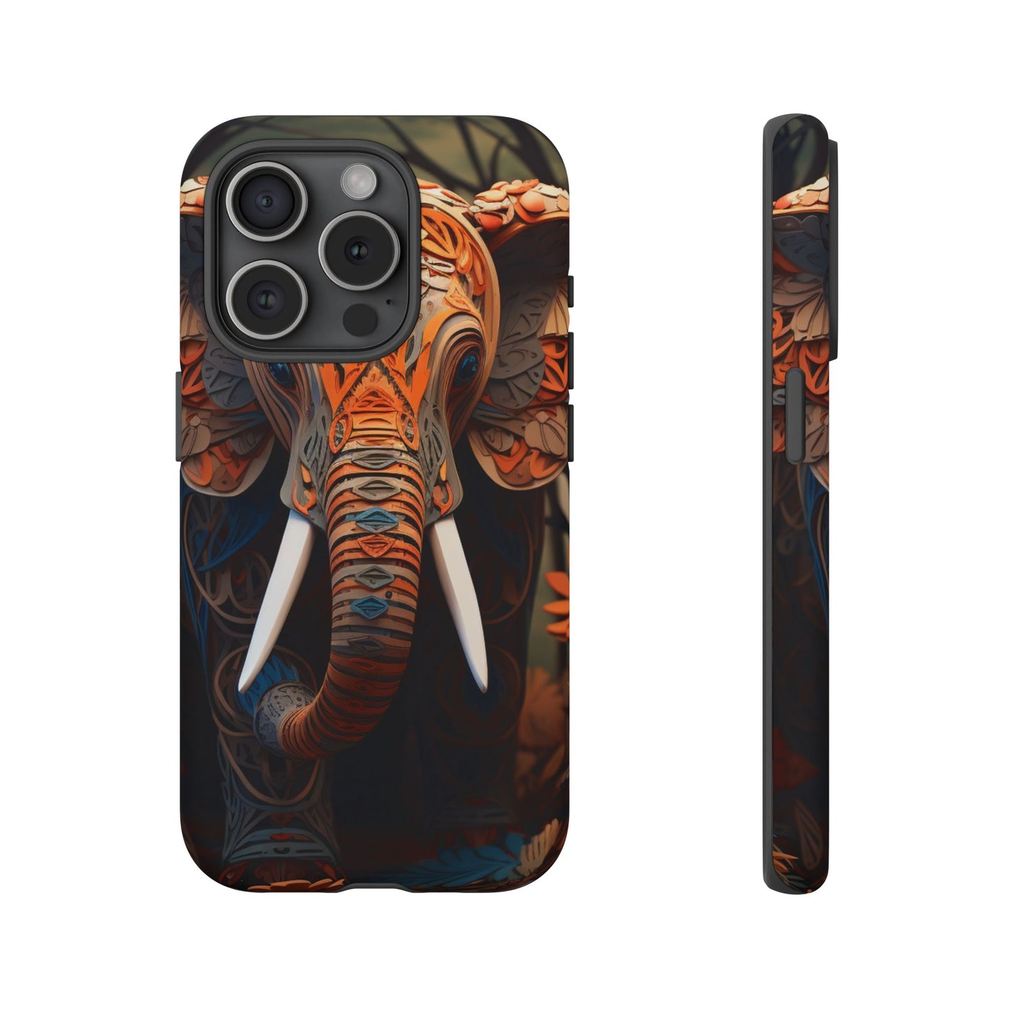 Elegant Artistic Elephant Mobile Cover – Intricate Paper-Cut Design
