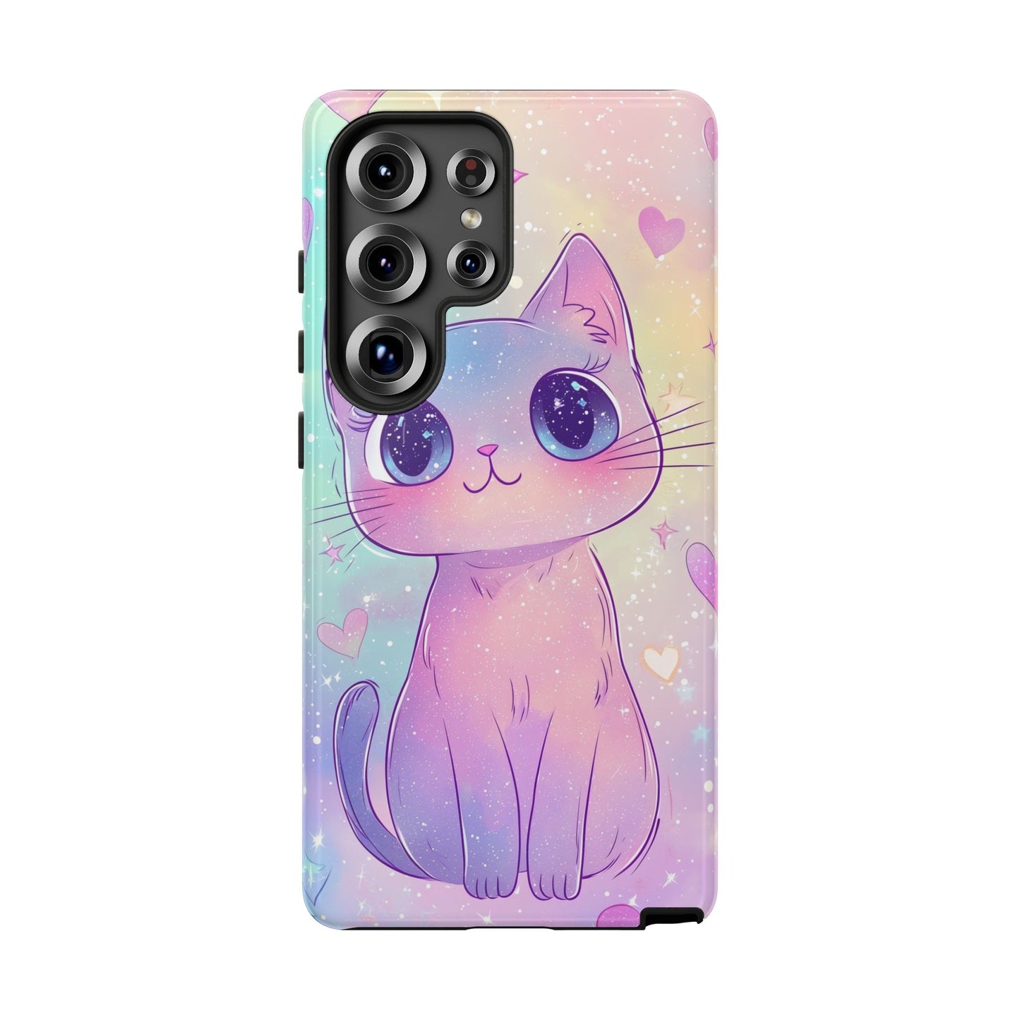 Cosmic Cat Phone Case – Sparkly Anime Aesthetic for iPhone, Google Pixel & Samsung